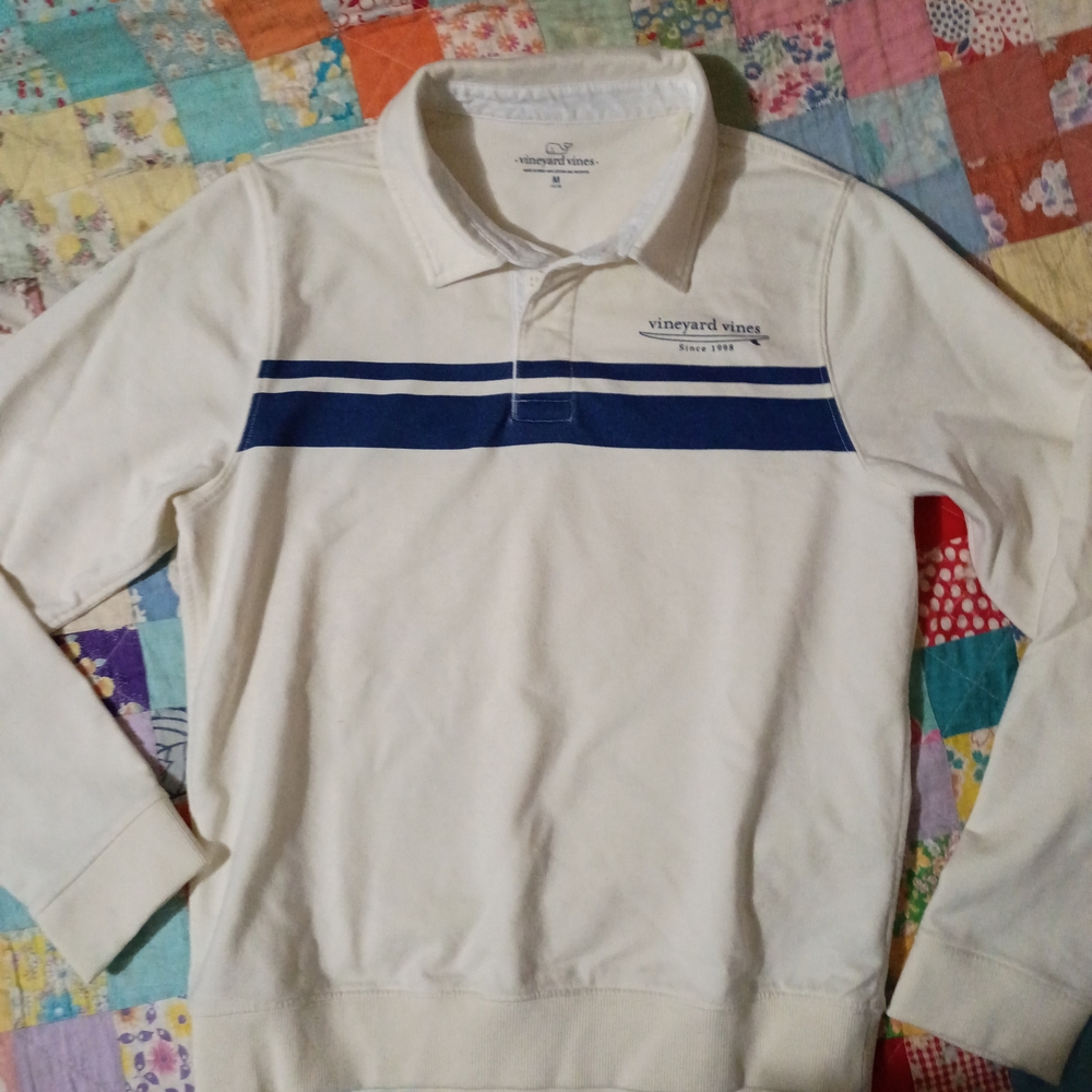Vineyard Vines Youth's Blue Striped and Cream Sweatshirt
